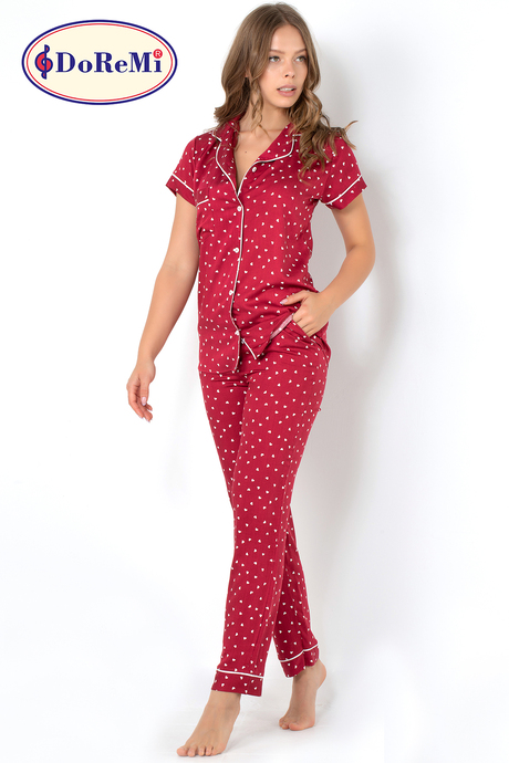 DoReMi Burgundy Heart Kısa Kollu Pijama Takımı