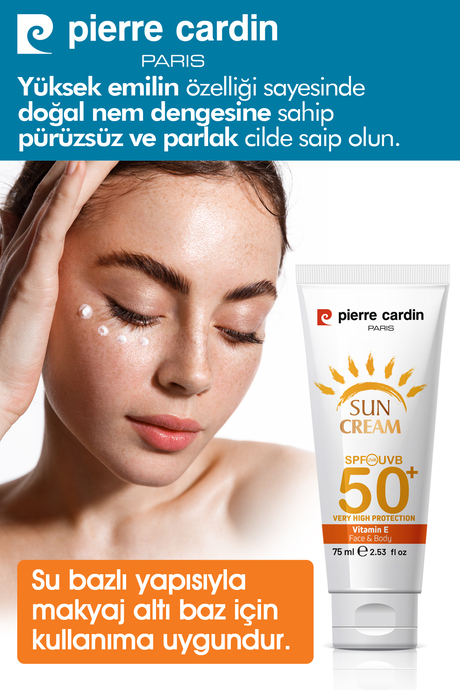 Pierre Cardin SPF 50 Leke Karşıtı Yüksek Koruyucu Yüz Güneş Kremi 75 ML Normal Ve Kuru Ciltler İçin