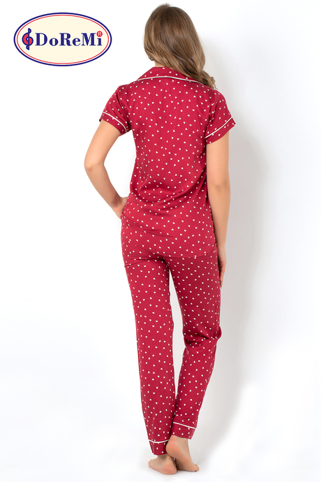 DoReMi Burgundy Heart Kısa Kollu Pijama Takımı