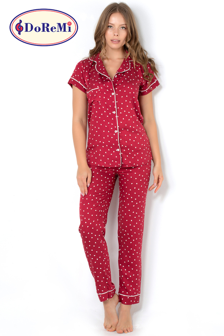 DoReMi Burgundy Heart Kısa Kollu Pijama Takımı