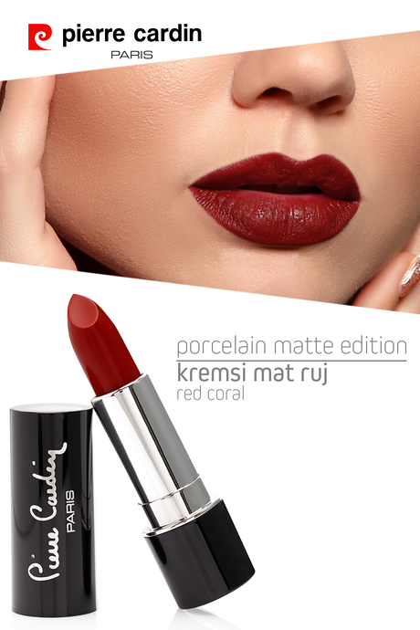 Pierre Cardin Porcelain Matte Edition Lipstick - Red Coral - 212